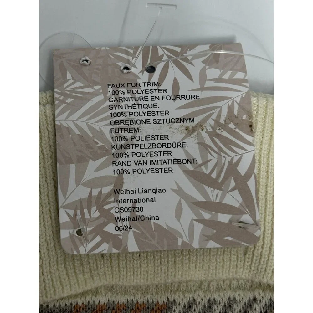 New Tommy Bahama Kids One Size Brown White Checkered Winter Knit Hat Beanie